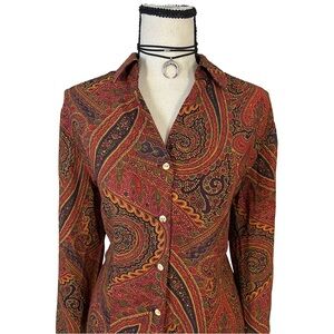 Caviar Paisley Button Up Shirt | 90s Boho Psychedelic